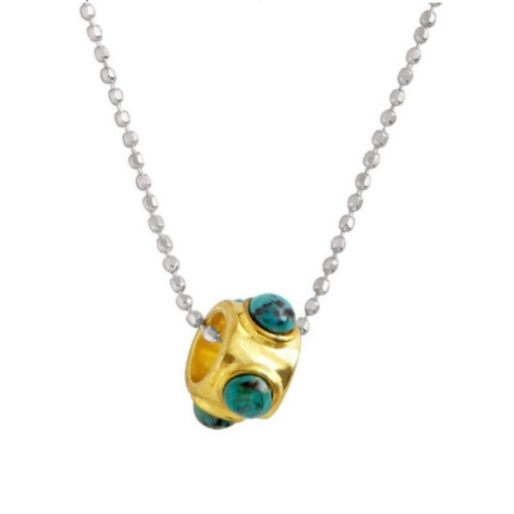 RARE Silpada Vintage Sterling Silver, Gold & Turquoise Necklace